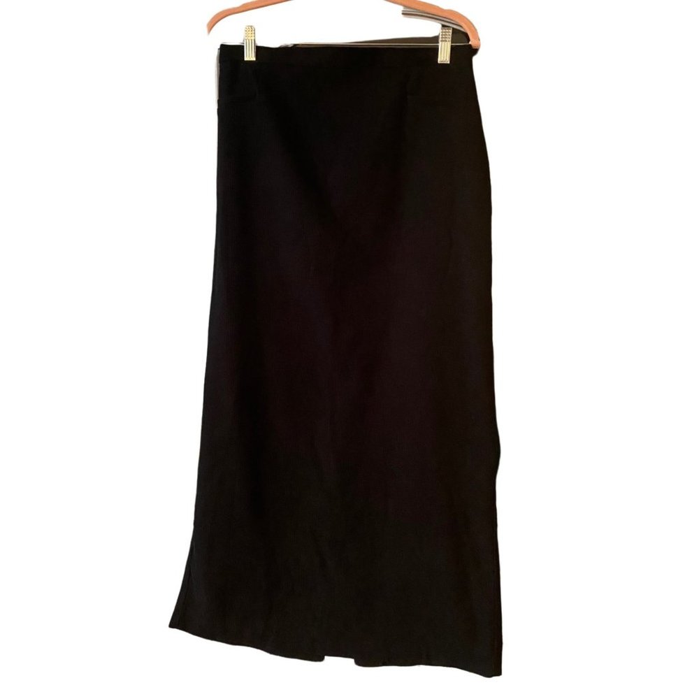 Stephanie Parks Women's Vintage Maxi Skirt Black with Back Slit Size 8 (runs sma